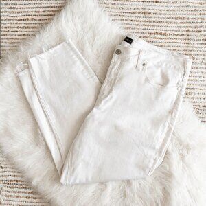 Silver Jeans Co. Avery Skinny Crop White Jeans Sz 18/20 Plus Size Raw Hem Denim